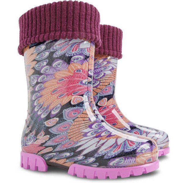 Obrazek Demar TWISTER LUX PRINT 0038 M pawie pióro Dziecięce buty ocieplane