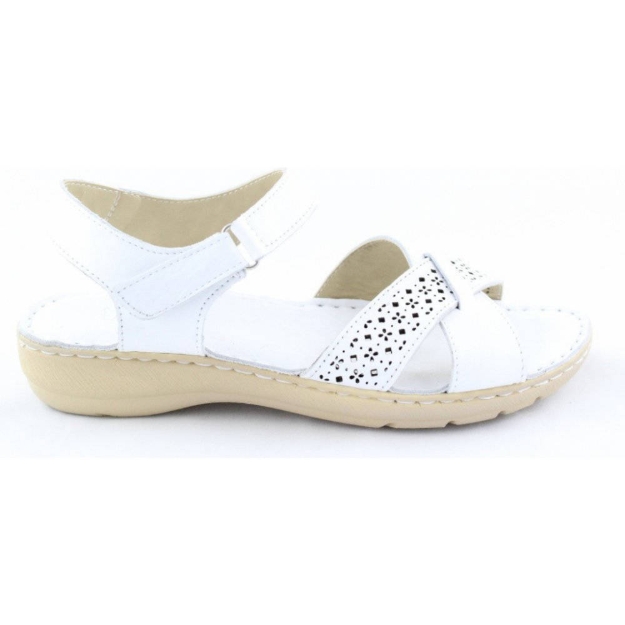 Obrazek Wild 016785B.01 Białe sandały damskie z pełnej skóry