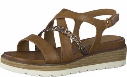 Obrazek Tamaris 1-28255-28 305 Damskie sandały na koturnie brązowe