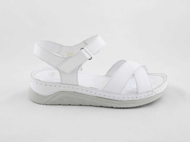 Obrazek Białe sandały damskie z pełnej skóry Wild 022056100A