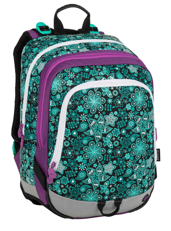 Obrazek Plecak szkolny Bagmaster ALFA 9 B - turkusowe ornamenty zielony 23 l