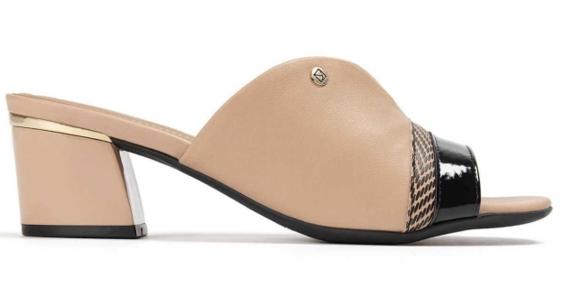 Obrazek Piccadilly 542104-3 Damskie kapcie na obcasie w kolorze beżowym