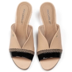 Obrazek Piccadilly 542104-3 Damskie kapcie na obcasie w kolorze beżowym