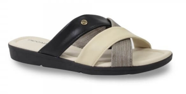 Obrazek Piccadilly 412002-6 Kapcie damskie czarno-beżowe