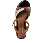Obrazek Tamaris 1-28027-42-392 Damskie sandały na koturnie brązowe