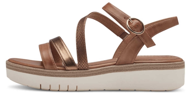 Obrazek Tamaris 1-28215-42-440 Damskie sandały na koturnie brązowe