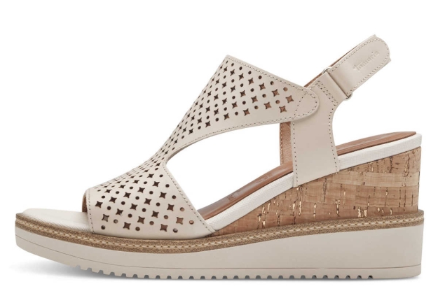 Obrazek Tamaris 1-28218-42-418 Damskie sandały na koturnie beżowe