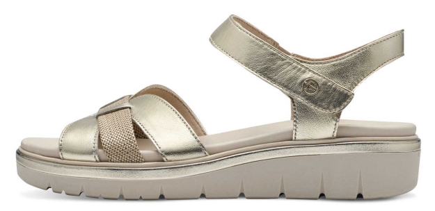Obrazek Tamaris 1-28239-42-933 Damskie sandały na koturnie złote