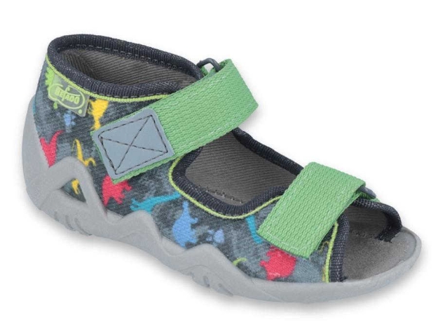 Obrazek BEFADO 250P092 sandały chłopięce 2SZ szare dinozaury