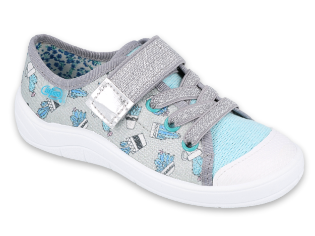Obrazek BEFADO 1X168 trampki dziewczęce 1SZ szaro niebieskie