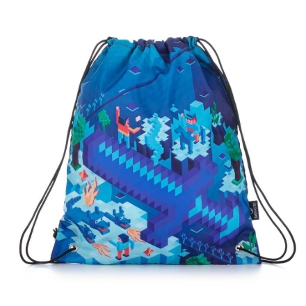 Obrazek Bagmaster Torba ALFA 21 B worek szkolny na kapcie / worek gimnastyczny - kostki niebieski 1,2 l