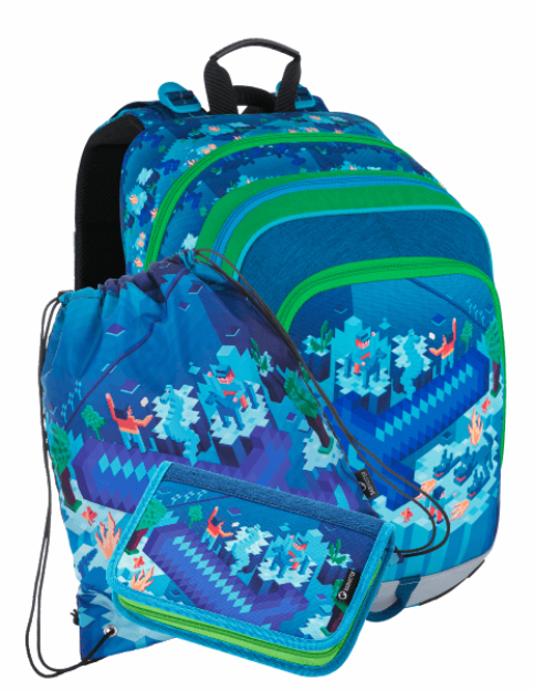 Obrazek Bagmaster ALFA 21 B mały zestaw szkolny dla pierwszoklasistów - kostki niebieskie 23 l