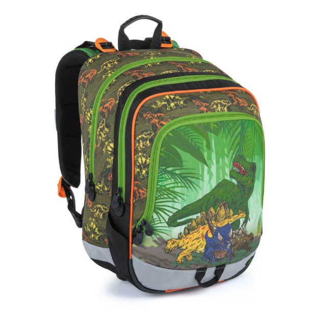 Obrazek Plecak szkolny Bagmaster ALFA 21 C - zielony dinozaur 23 l