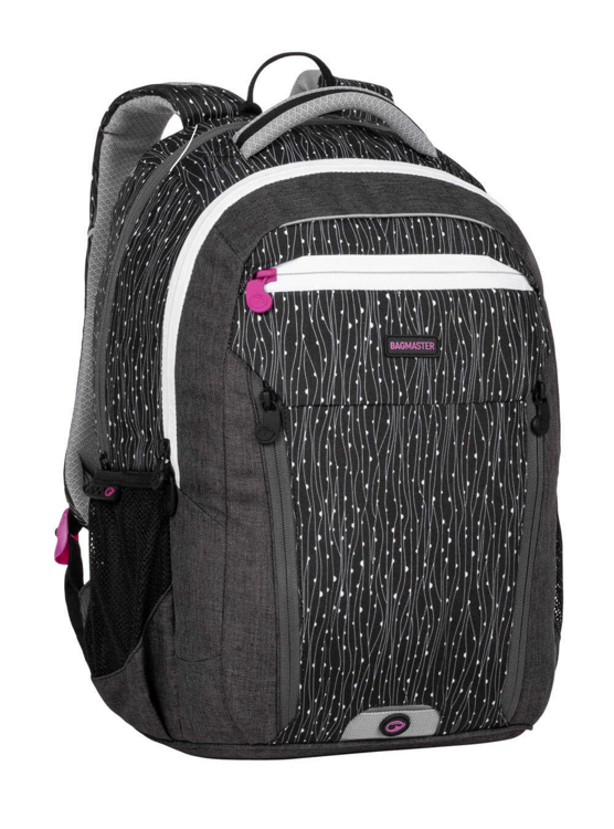 Obrazek Plecak szkolny Bagmaster BOSTON 20 A - szary z drobnym wzorem czarny 29 l