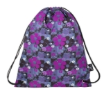 Obrazek Bagmaster MERCURY 8 Worek szkolny na kapcie / worek gimnastyczny - fioletowe kwiaty fioletowy 1,2 l