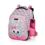 Obrazek Plecak szkolny Bagmaster LUMI 22 A - biały kot z kokardą różowy 23 l