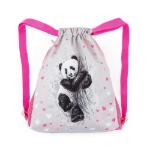 Obrazek Bagmaster BETA 22 B worek szkolny na kapcie / worek gimnastyczny - panda różowy 1,5 l