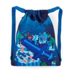 Obrazek Bagmaster PRIM 22 D worek szkolny na kapcie / worek gimnastyczny - cube world niebieski 1,2 l