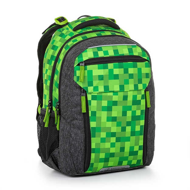 Obrazek Plecak szkolny Bagmaster PORTO 23 B - kostki zielone 29 l