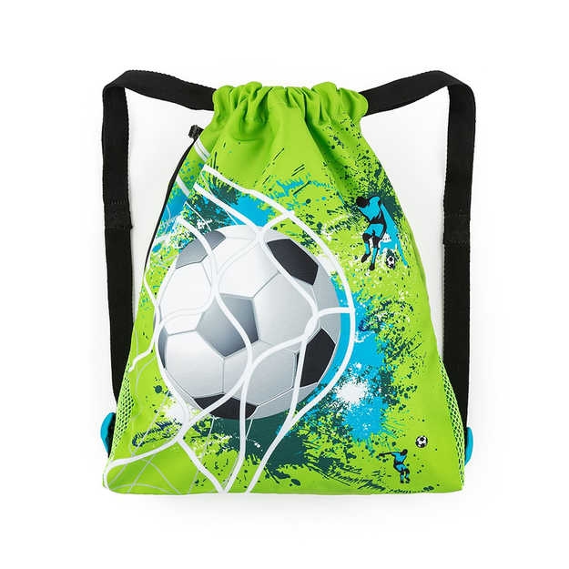 Obrazek Worek szkolny na kapcie / worek gimnastyczny Bagmaster PRIM 23 D - football green 1,5 l