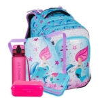 Obrazek Bagmaster LUMI 24 Duży zestaw szkolny dla pierwszoklasistów - niebieski syrenka 23 l