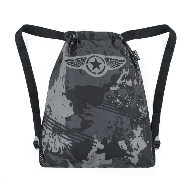 Obrazek Bagmaster Torba LUMI 24 B worek szkolny na kapcie / worek gimnastyczny - fighter szary 1,5 l