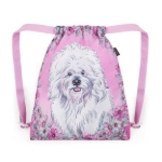 Obrazek Bagmaster Torba LUMI 24 G worek szkolny na kapcie / worek gimnastyczny - różowy piesek 1,5 l