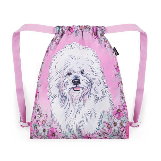 Obrazek Bagmaster Torba LUMI 24 G worek szkolny na kapcie / worek gimnastyczny - różowy piesek 1,5 l