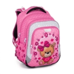 Obrazek Bagmaster LUMI 24 H duży zestaw szkolny dla pierwszoklasistów - miś różowy 23 l