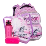 Obrazek Bagmaster DOPI 24 Duży zestaw szkolny dla pierwszoklasistów - koń różowy 22 l