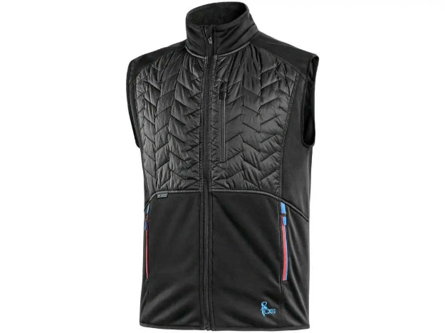 Obrazek Kamizelka męska CXS LEONIS czarna z niebieskimi/czerwonymi dodatkami HV