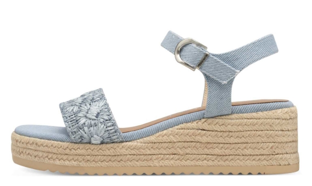 Obrazek Tamaris 1-28059-44-880 Damskie sandały na koturnie niebieski