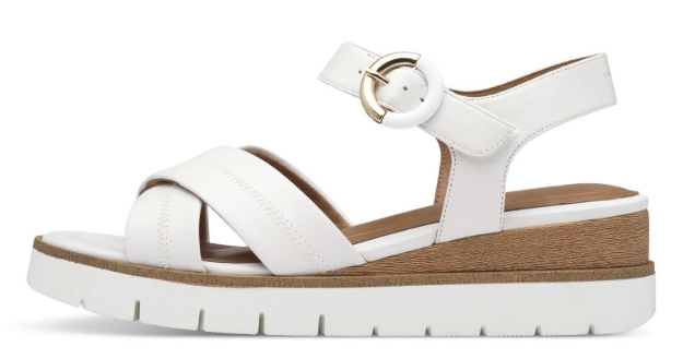 Obrazek Tamaris 1-28202-42-117 Damskie sandały na koturnie białe