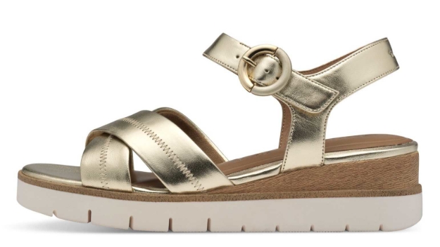 Obrazek Tamaris 1-28202-42-933 Damskie sandały na koturnie złote