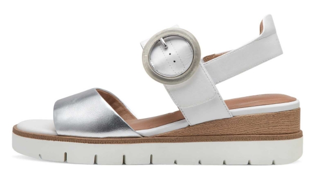 Obrazek Tamaris 1-28206-42-171 Damskie sandały na koturnie białe