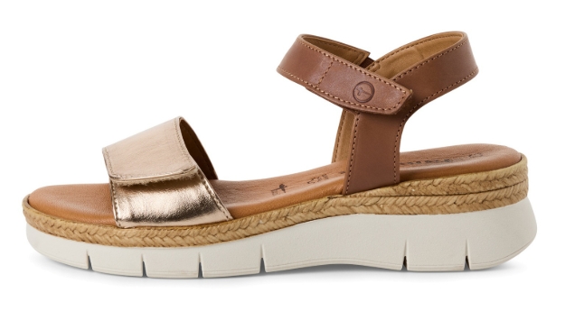 Obrazek Tamaris 1-28220-44-392 Damskie sandały na koturnie brązowe