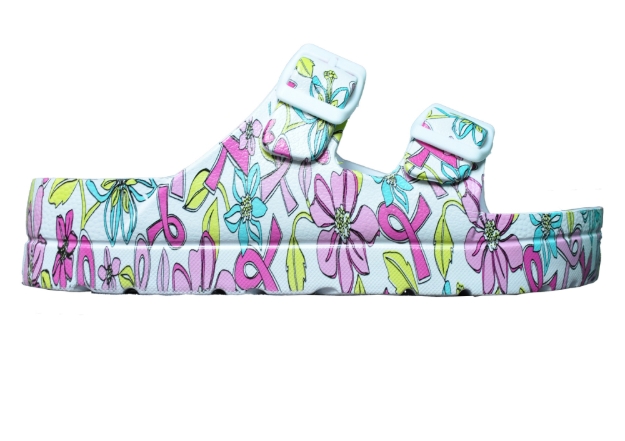 Obrazek Damskie kapcie na platformie w kolorze białym z nadrukiem