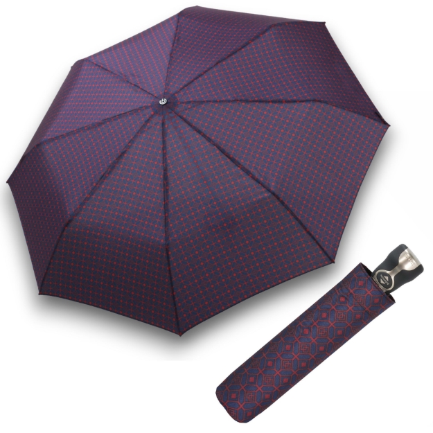 Obrazek BUGATTI Gran Turismo Gents Print Navy - w pełni automatyczny składany parasol męski kolorze niebieskim