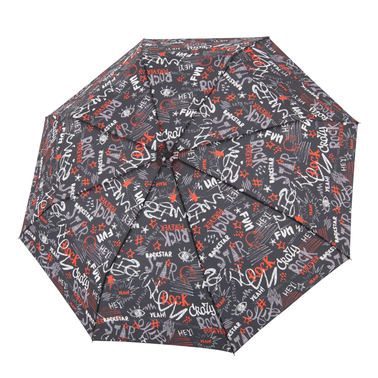 Obrazek DERBY Hit Magic Printed Graffiti - Damski w pełni automatyczny parasol kolorze czarnym