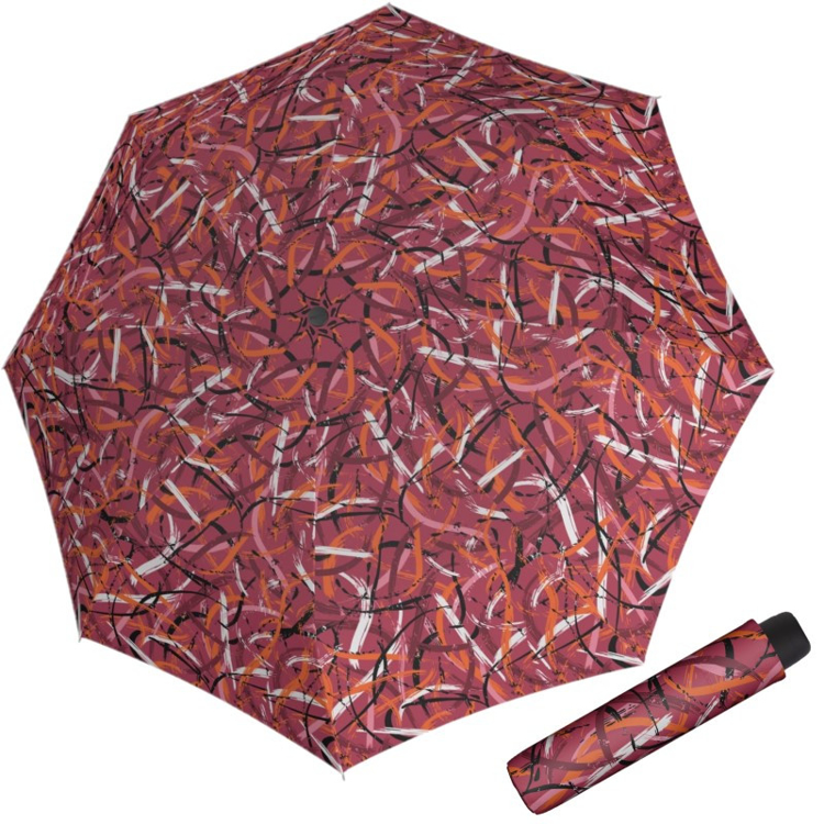 Obrazek DERBY Hit Mini Moving Lines Red - damski parasol składany bordowy