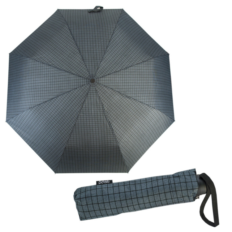 Obrazek DERBY Hit Patterned - męski składany parasol w kolorze szarym
