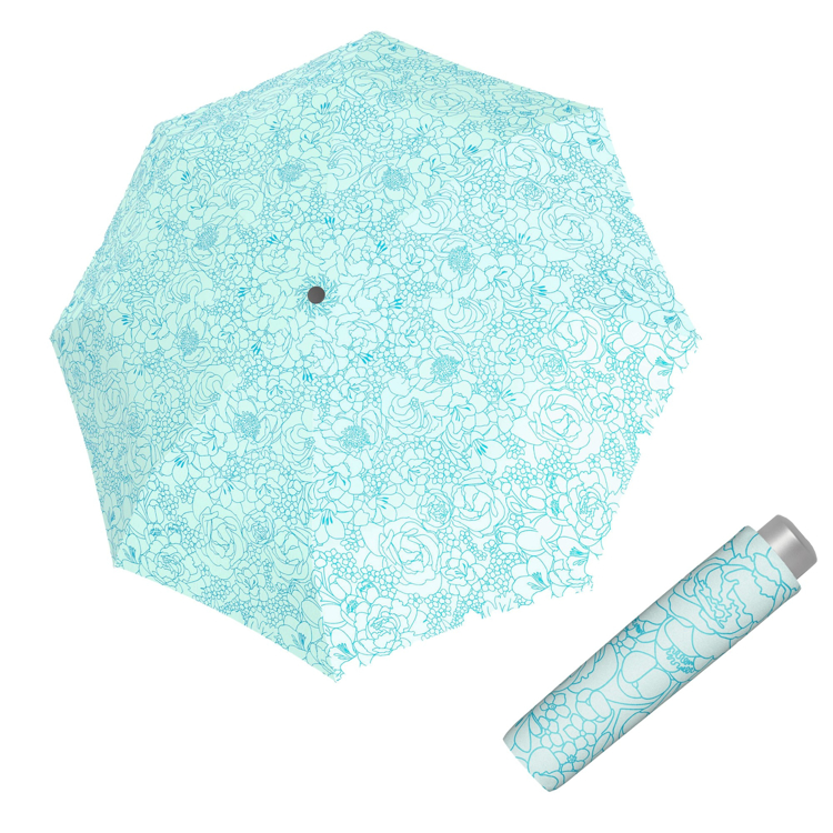 Obrazek DOPPLER Mini Light Giardino niebieski - damski parasol składany