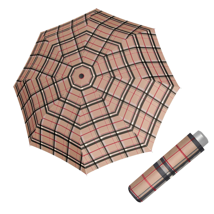 Obrazek DOPPLER Mini Light Check - męski składany parasol brązowy