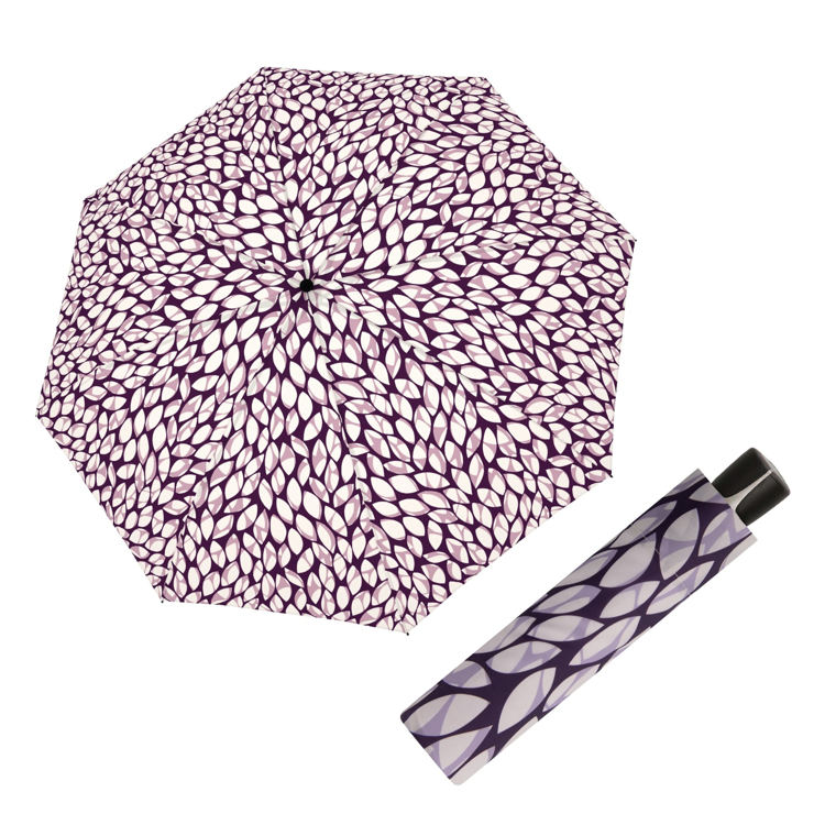 Obrazek DOPPLER Fiber Mini Leaves indygo - damski parasol składany
