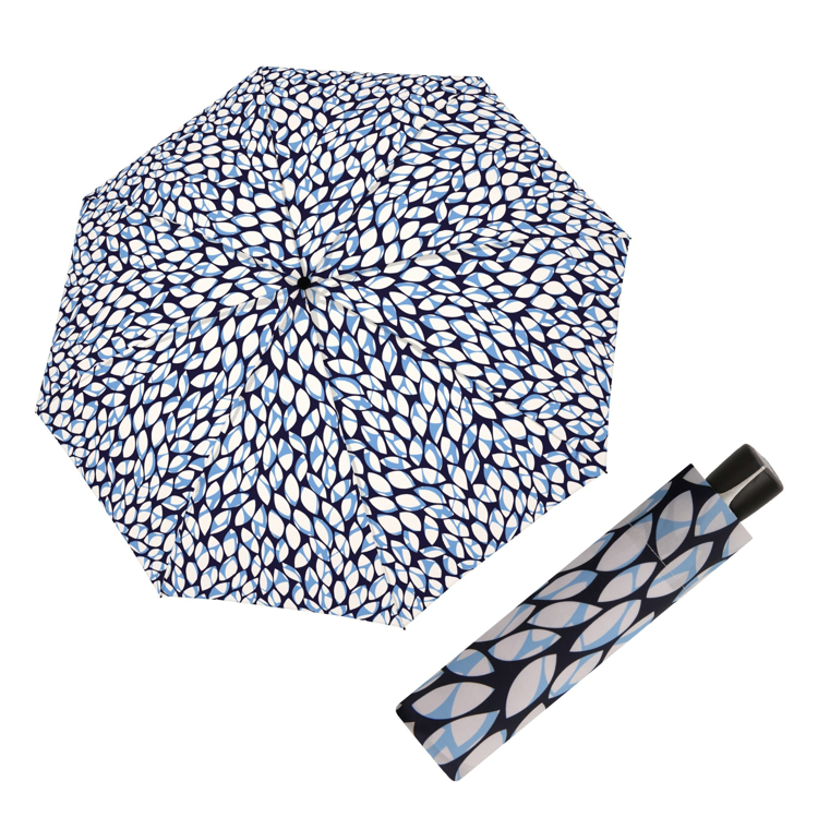 Obrazek DOPPLER Fiber Mini Leaves niebieski - damski parasol składany