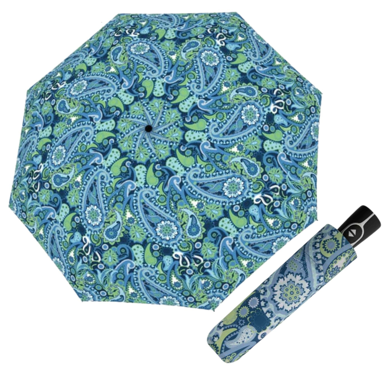 Obrazek DOPPLER Fiber Magic Paisley blue - w pełni automatyczny parasol damski