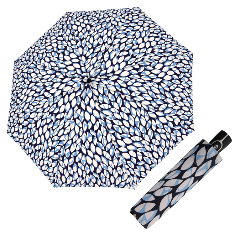 Obrazek DOPPLER Fiber Magic Leaves niebieski - w pełni automatyczny parasol damski