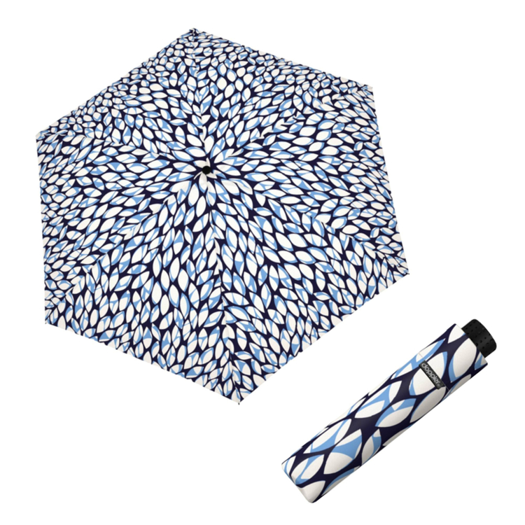 Obrazek DOPPLER Fiber Havanna Leaves niebieski - damski parasol składany