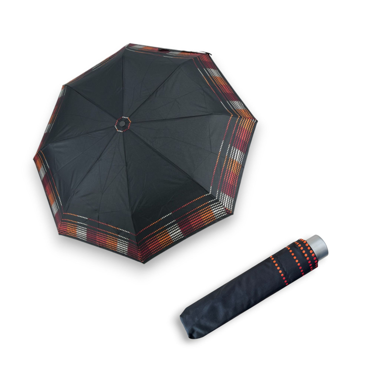 Obrazek DOPPLER Mini Light Afterglow czerwony - damski parasol składany czarny