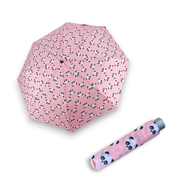 Obrazek DOPPLER Mini Light Panda Kids - Parasol składany dla dzieci różowy
